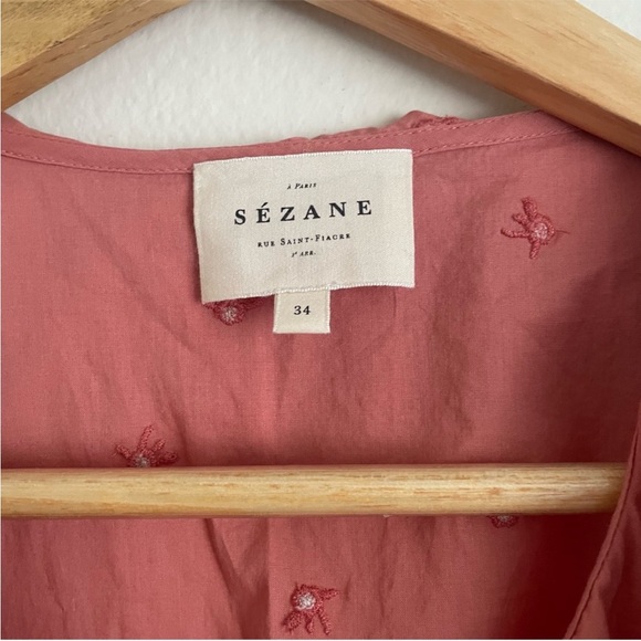 Sezane Irene Embroidered Cotton Blouse - Picture 4 of 7